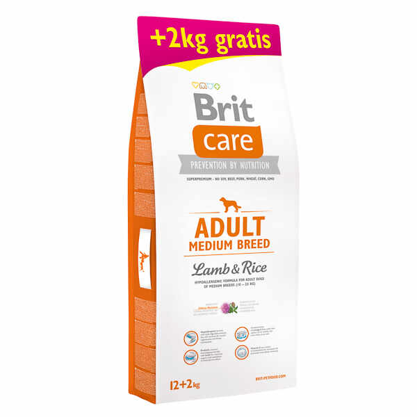 Brit Care Adult Medium Breed Lamb and Rice 12 plus 2 kg