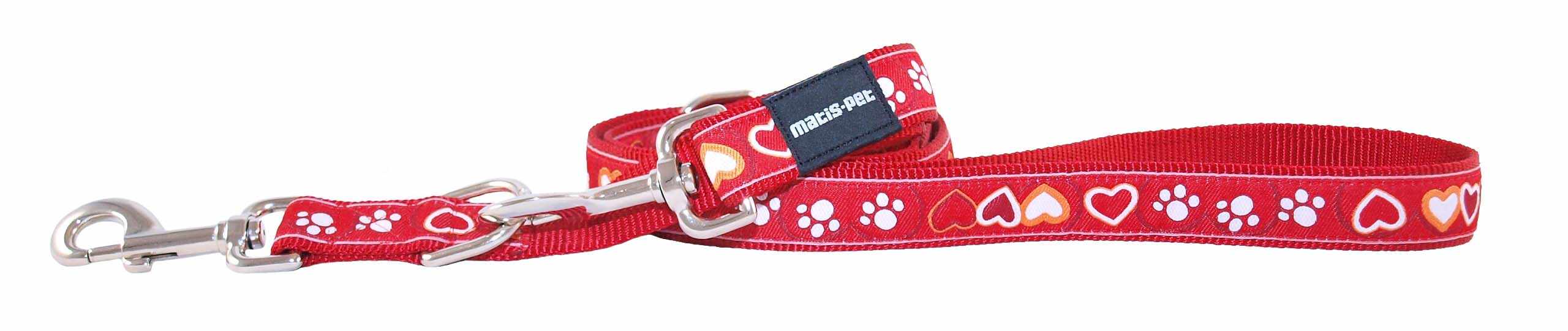 MATIS Lesă dresaj pentru câini Matis Design 20mm/200cm, roşu inimă