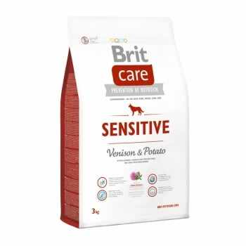 BRIT Care Sensitive Adult S-XL, Vânat cu Cartofi, hrană uscată fără cereale câini, sensibilități digestive, 3kg