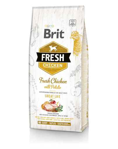 BRIT Fresh Adult Hrană uscată cu pui și cartofi 2,5 kg