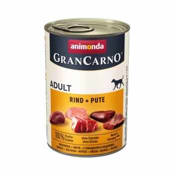 GRANCARNO, vită și curcan, conservă hrană umedă câini, (in aspic), 400g