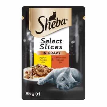 SHEBA Select Slices, Pui și Vită, plic hrană umedă pisici, (în sos), 85g