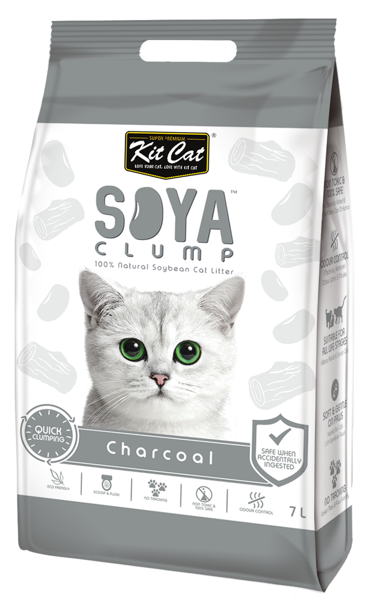 Asternut igienic pentru pisici KIT CAT SOYA CLUMP - Charcoal- 7L