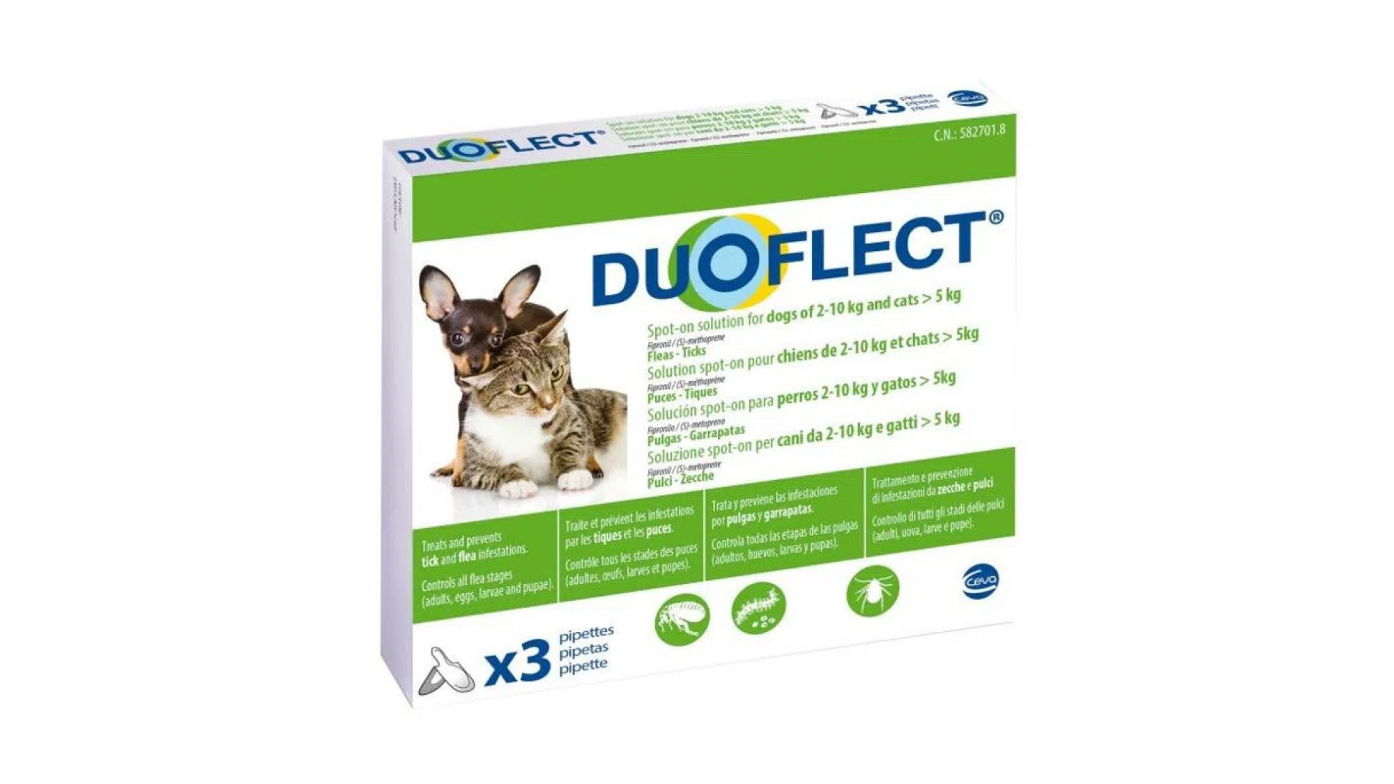 Douflect Cat >5kg & Dog 2-10 kg, 3 pipete