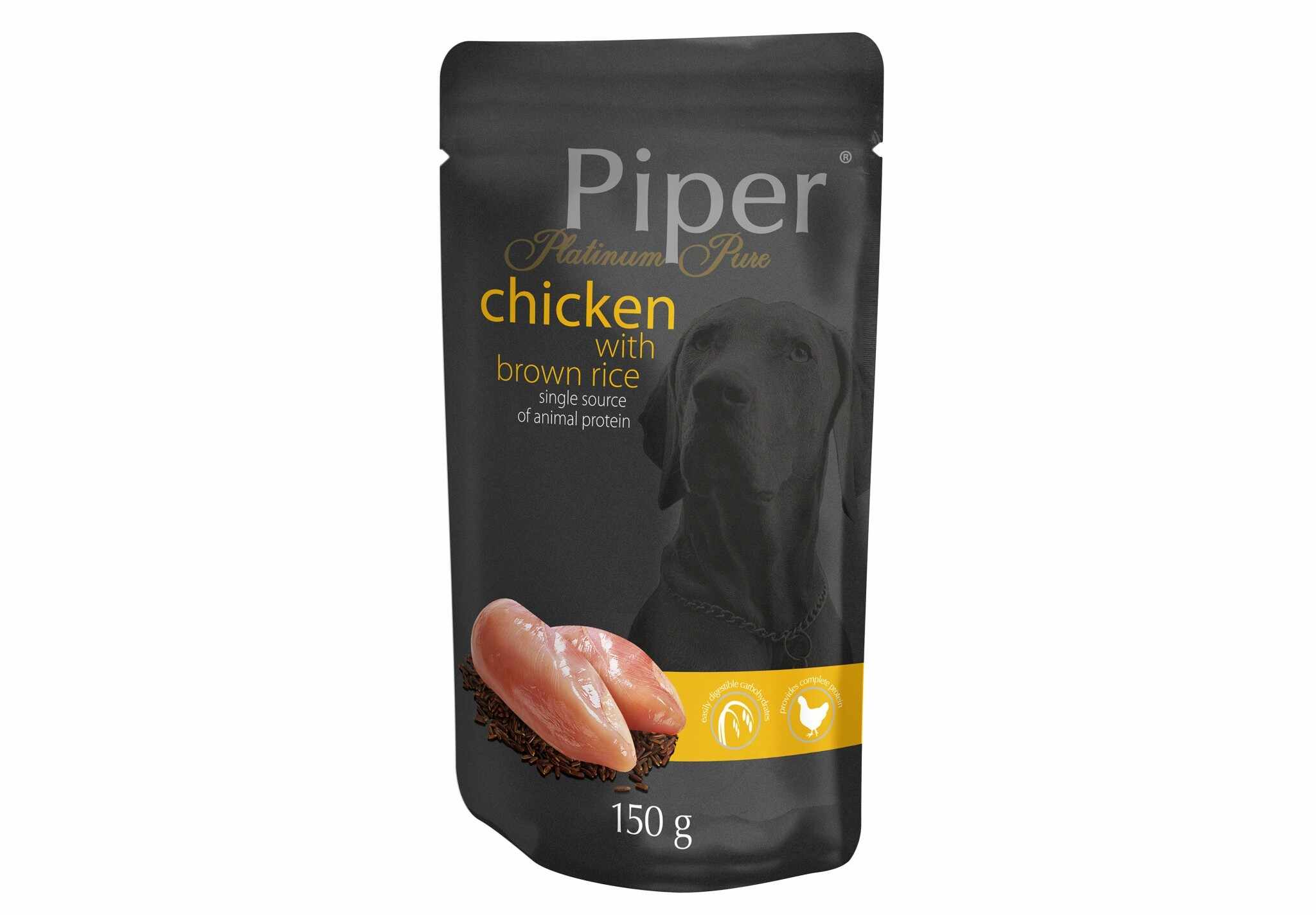 Hrana umeda Piper Platinum Pure, Pui si Orez brun 150 g