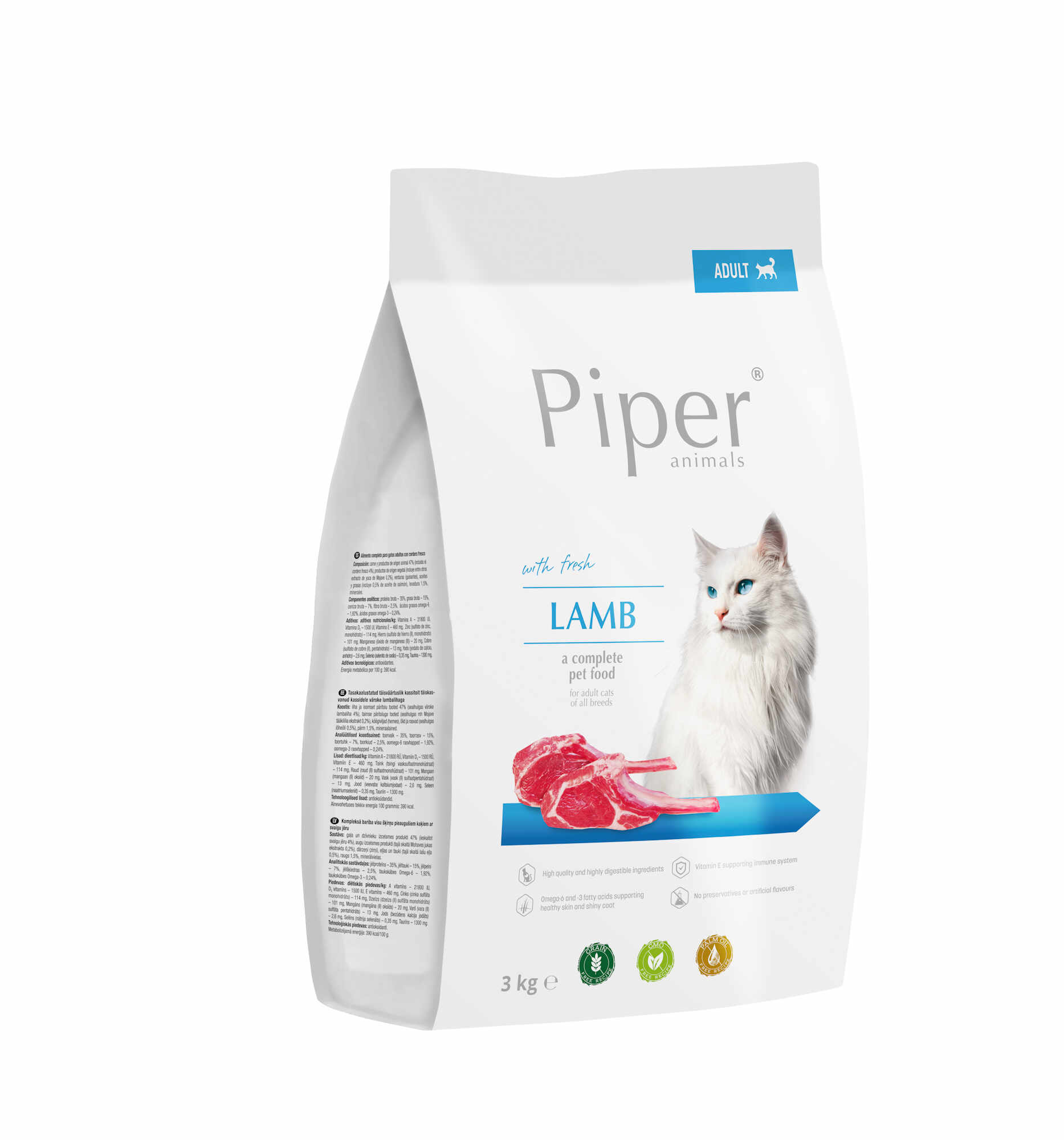 Hrana uscata pentru pisici Piper Adult, miel, 3kg