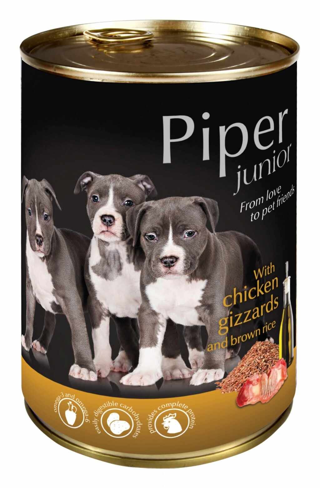 Hrana umeda Piper Junior, Pipote de Pui si Orez brun, Pachet 6 X 400 g