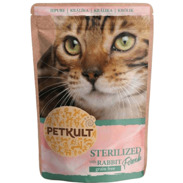 Petkult Plic Pentru Pisici Sterilizate, cu Iepure, Set 10 X 100 g