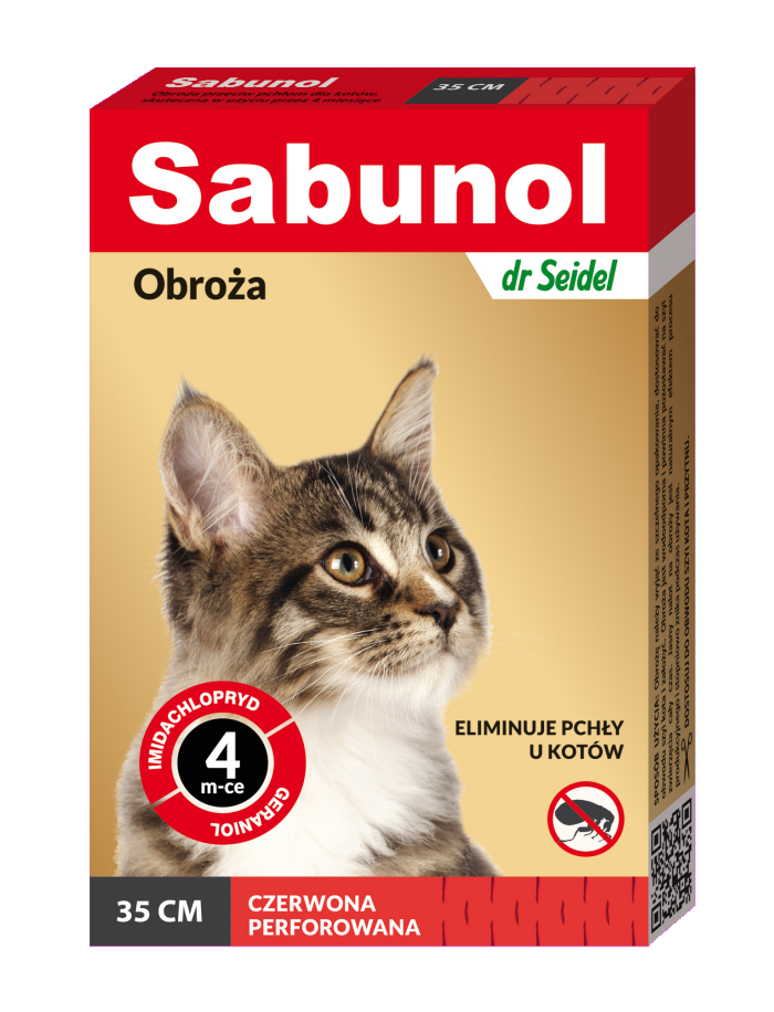 Zgarda antiparazitara pisici, SABUNOL CAT, rosie, 35 cm