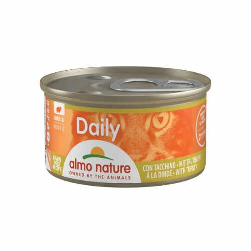Almo Nature Daily Cat, conserva curcan, mousse, set 12 X 85 g
