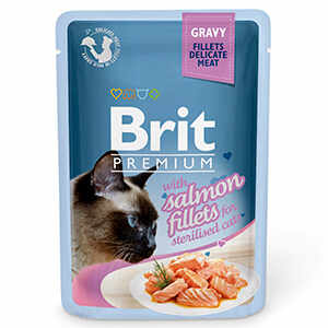 Brit Cat Delicate Salmon in Gravy For Sterilised, Set 10 X 85 g