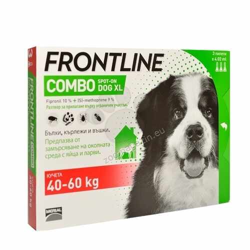 Frontline Combo XL Pentru Caini cu Greutatea Intre 40 60 kg, Cutie cu 3 Pipete