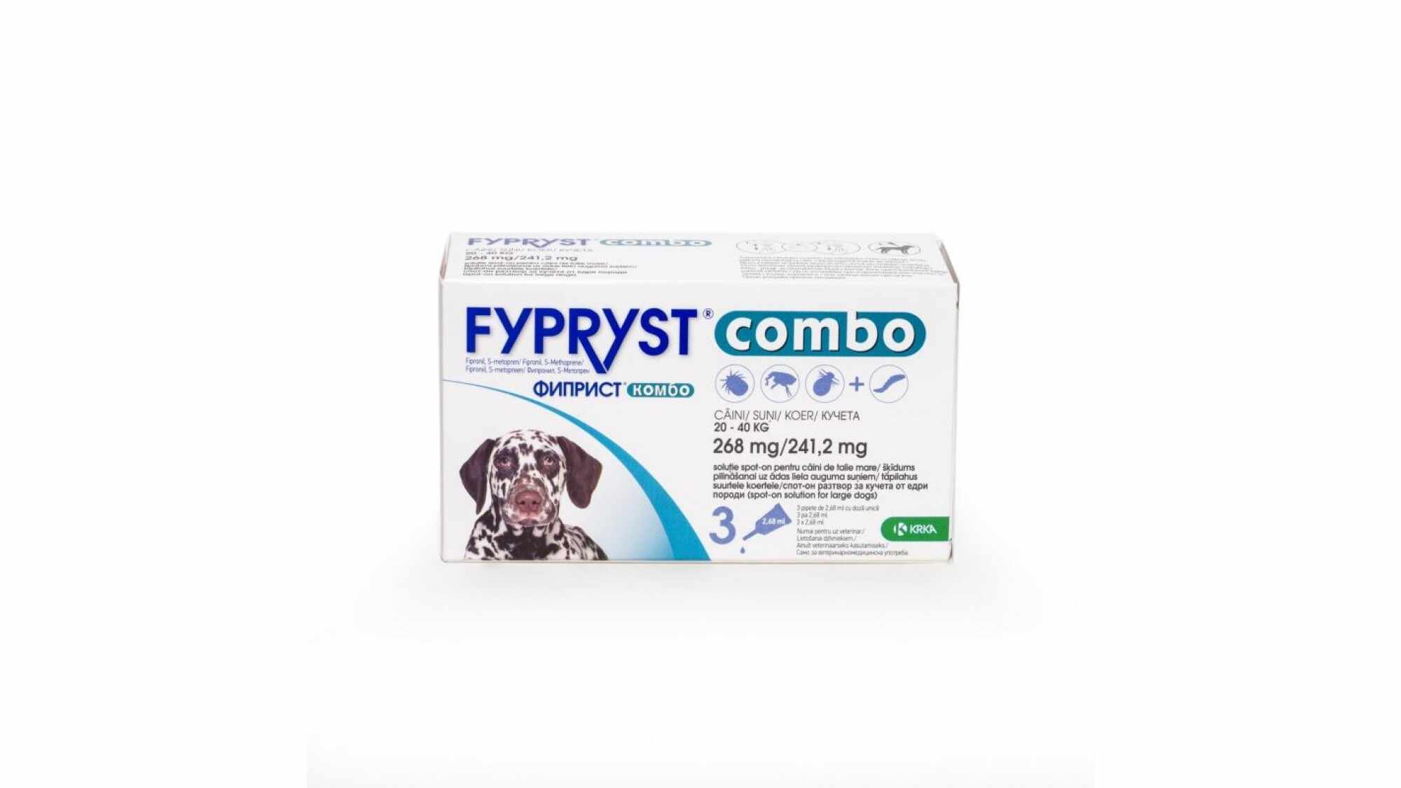 Fypryst Combo Dog L 268 mg 20-40 kg, Cutie cu 3 Pipete