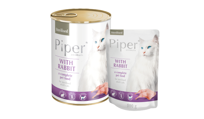 Hrana umeda pentru pisici, Piper Cat Sterilised, carne de iepure, Set 5 X 400 g