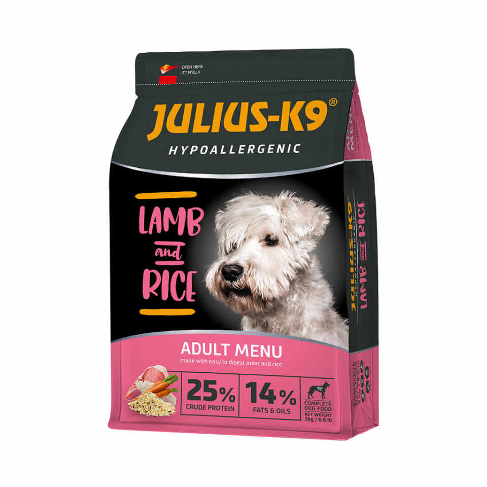 Julius K9 Adult - Hrana uscata super-premium, hipoalergenica - Miel si Orez - 3kg