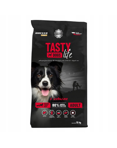 BIOFEED TASTY LIFE Premium cu vita hrana pentru caini de rase medii si mari 15 kg