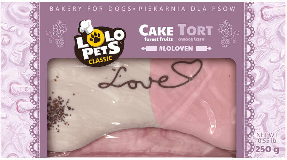 LOLO PETS LOVE Tort câini, fructe de pădure, ediţie Love 250g