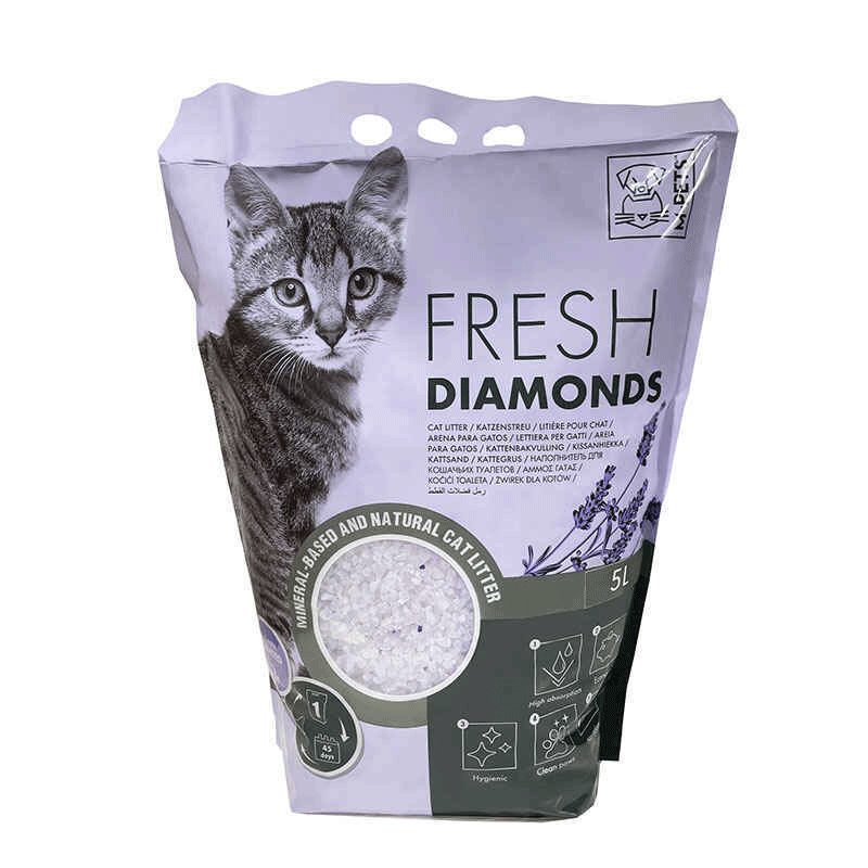 Nisip Silicat Pentru Pisici, Fresh Diamonds, Lavanda, 5 L