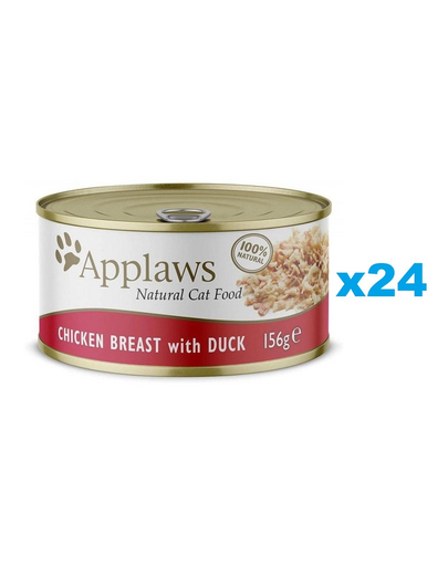 APPLAWS Cat Adult Chicken Breast with Duck in Broth Conserve pentru pisici adulte, cu pui si rata 24x156g