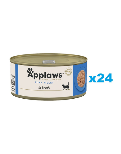 APPLAWS Cat Adult Tuna Fillet in Broth 24x70 g file ton pentru pisica, in supa