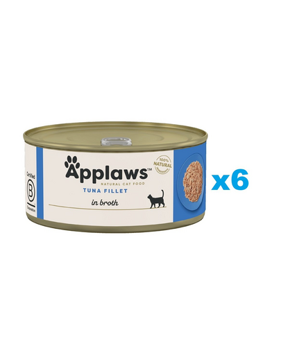 APPLAWS Cat Adult Tuna Fillet in Broth file de ton in supa 6x70 g hrana pentru pisica