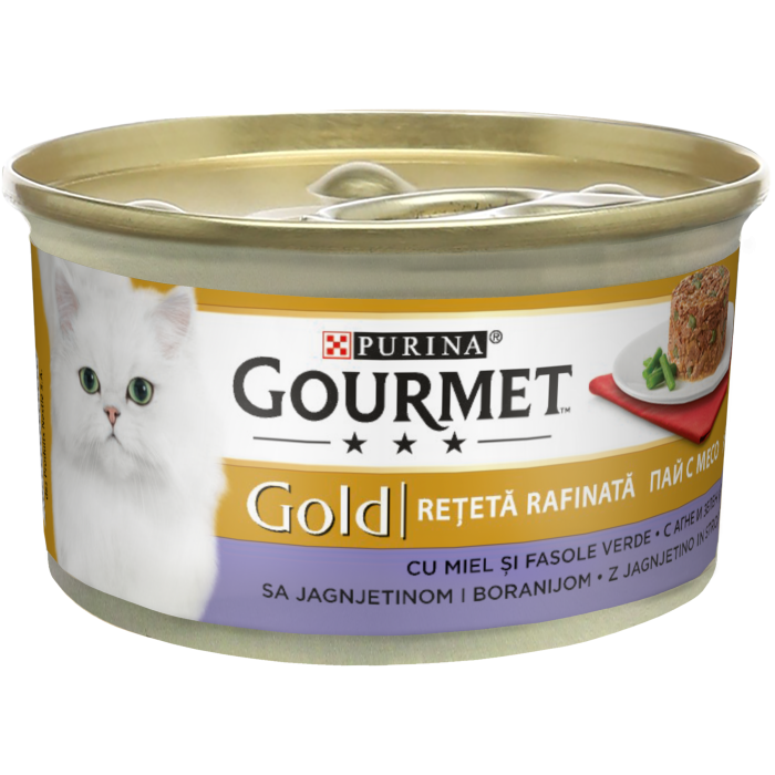 GOURMET GOLD Savoury Cake cu Miel si Fasole verde, hrana umeda pentru pisici, 85 g