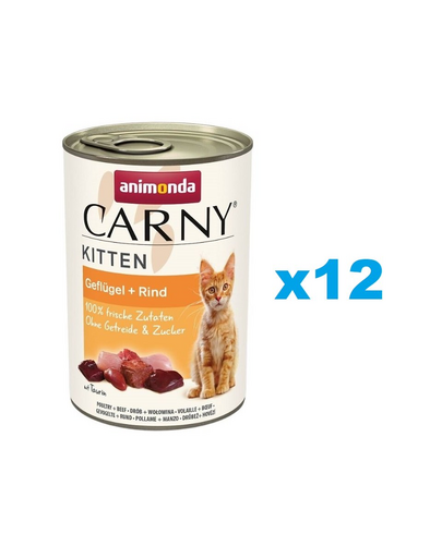 ANIMONDA Carny Kitten Poultry&Beef 12x400 g hrana pui pisica, pasare si vita
