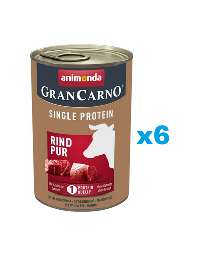 ANIMONDA Gran Carno Single Protein Adult Beef Pur 6x400 g Set conserve monoproteice pentru caini, cu vita