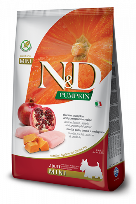 ND Pumpkin Grain Free Mini Adult Adult, Pui si rodie, 7 kg