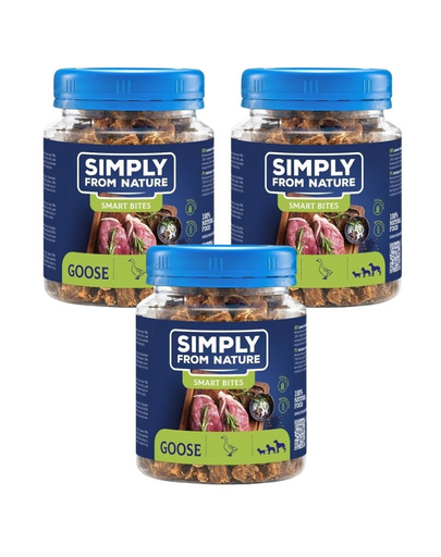 SIMPLY FROM NATURE Smart Bites Recompensa dresaj caine 3x130 g din gasca