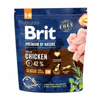 BRIT Premium By Nature Senior Small and Medium Breed, S-M, Pui, hrană uscată câini senior, 1kg