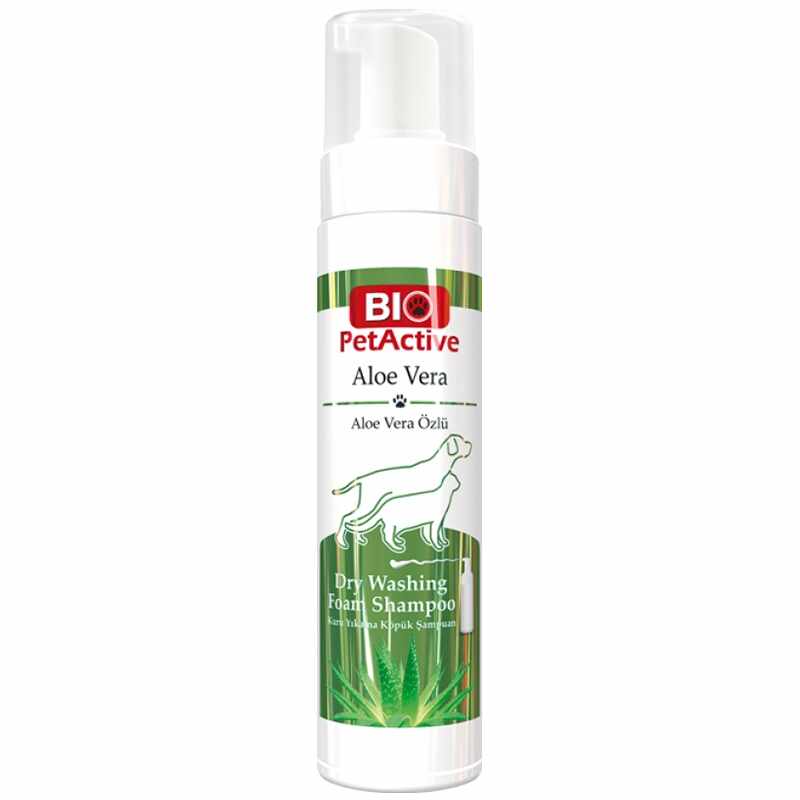 Sampon uscat, Bio PetActive Aloe Vera Dry Washing Foam Shampoo, 200 ml