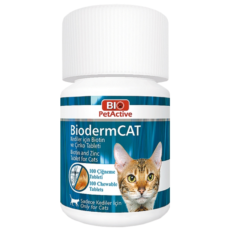 Supliment pentru pisici, Bio PetActive Biodermcat 100 tbl, 30 g