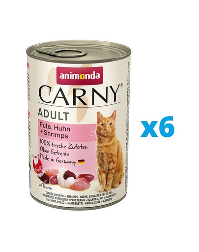 ANIMONDA Carny Adult vita, curcan, creveti pentru pisica 6 x 400 g
