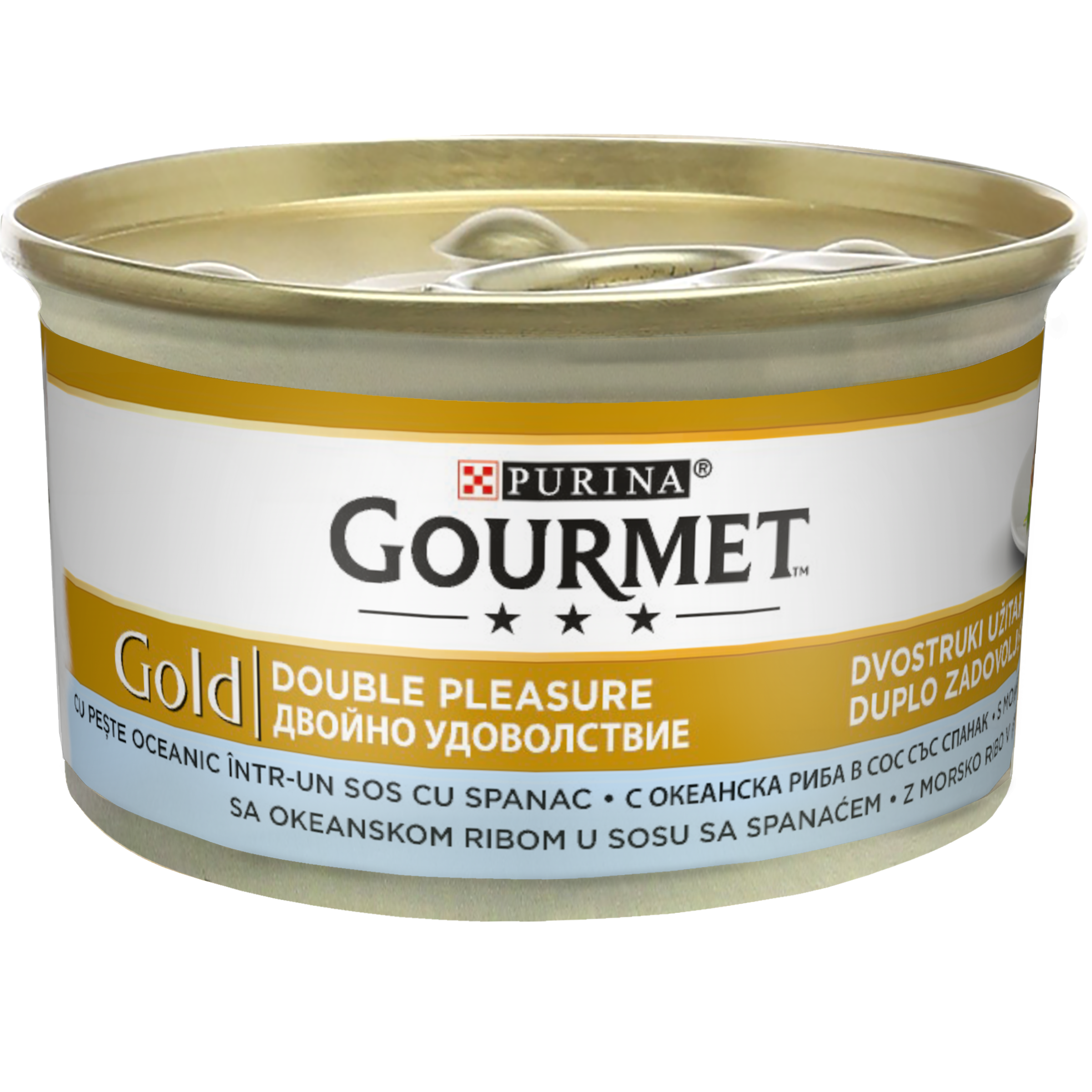 Gourmet Gold Double Pleasure Peste Oceanic si Spanac, 85 g