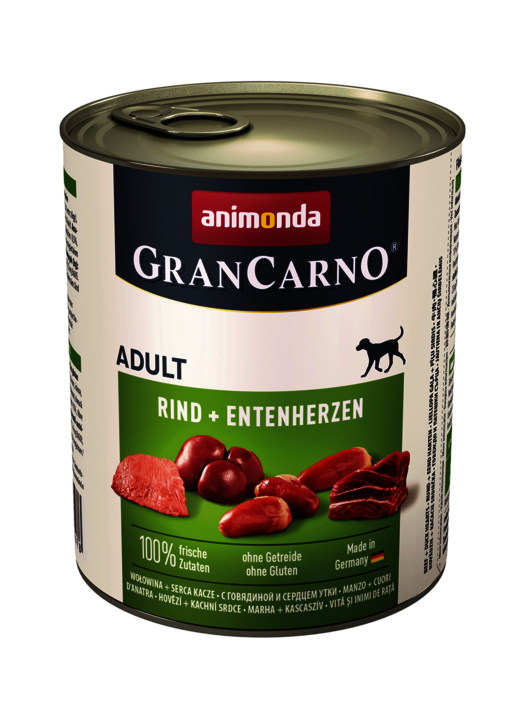 Hrana umeda caini, Grancarno Adult Dog Vita + Inima Rata, 800 g
