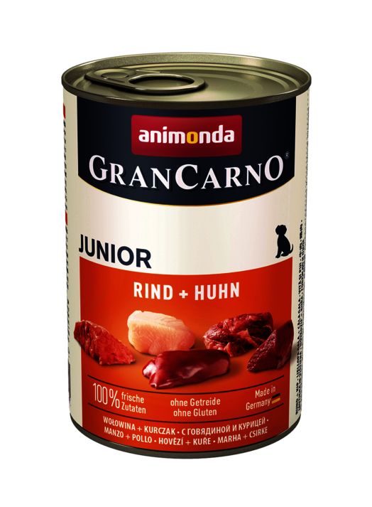 Hrana umeda caini, Grancarno Junior Dog Vita + Pui, 400 g