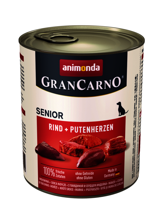 Hrana umeda caini, Grancarno Senior Dog Vtia + Inima Curcan, 800 g