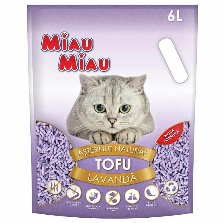 Asternut natural din tofu, Miau Miau, Lavanda, 6l