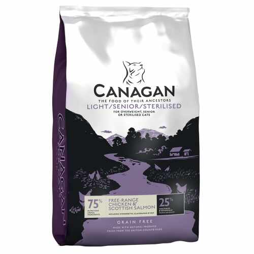 Canagan Grain Free for Cats, Light Senior Sterilised, Pui, 375 g