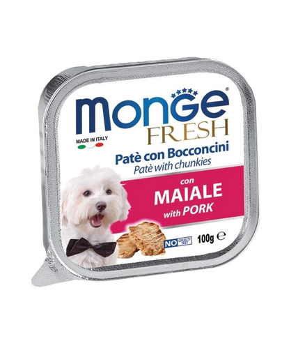 MONGE Fresh hrană umedă pentru câini sub formă de pate, cu porc 100 g