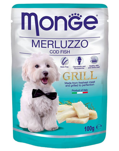 MONGE Grill hrană umedă pentru câini, cu carne de cod 100 g