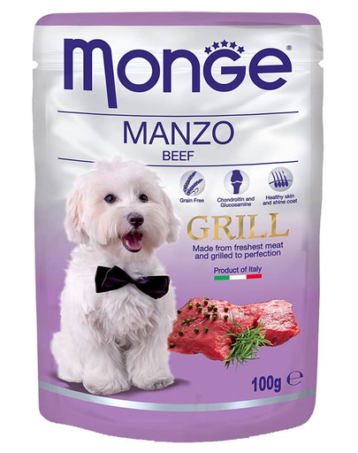 MONGE Grill hrană umedă pentru câini, cu carne de vită 100g