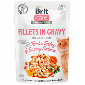 Brit Care Cat Fillets in Gravy With Tender Turkey and Savory Salmon 85 g