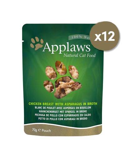 APPLAWS Hrana umeda pentru pisici, cu pui ai sparanghel, 12 x 70 g