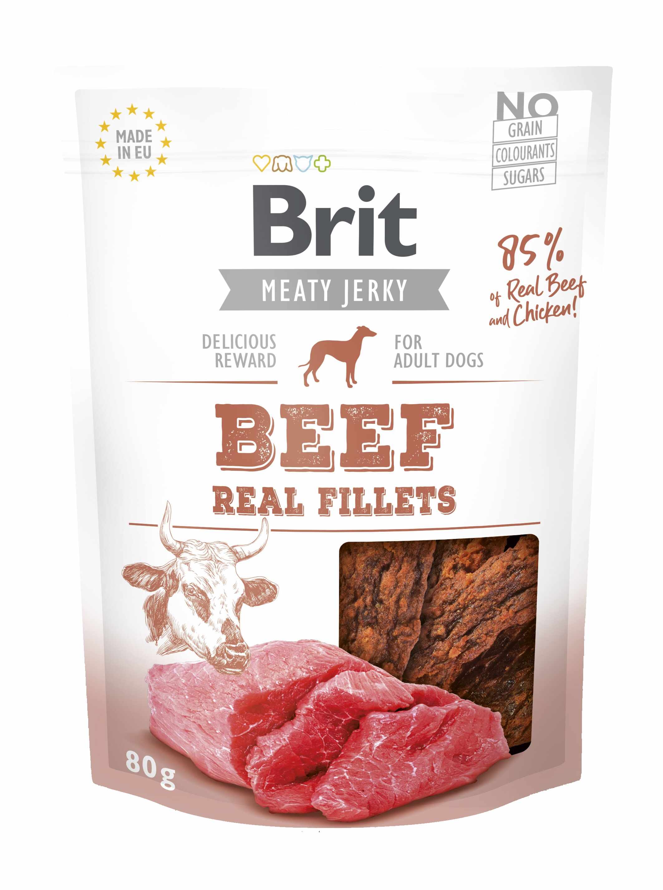 Brit Dog Jerky Beef Fillets, 80 g