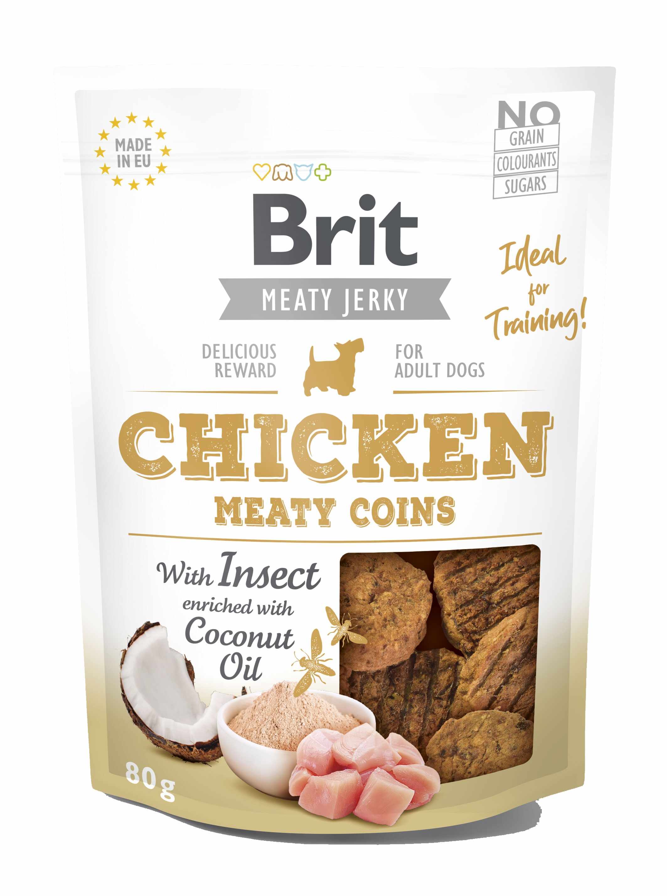 Brit Dog Jerky Chicken With Insect Meaty Coins, 80 g