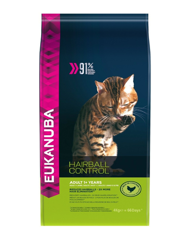 EUKANUBA Cat Hairball Control Adult All Breeds Chicken & Liver 4 kg