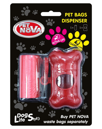 PET NOVA Dispenser + rola pungi excremente 20 buc, rosu