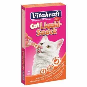 Snack Vitakraft Cat Liquid Rata si Beta Glucan, 6x15 g